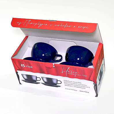 Набор 2 кофейные пары RISE 320 мл кобальтово-синие