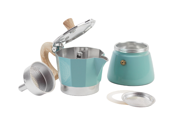 Гейзерная кофеварка Gnali&Zani VENEZIA голубой на 3п, для индукции