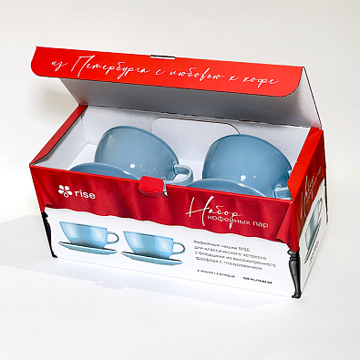 Набор 2 кофейные пары RISE 320 мл голубые