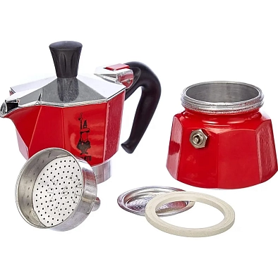 Гейзерная кофеварка Bialetti Moka Express на 6 чашек, красная