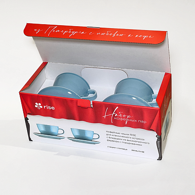 Набор 2 кофейные пары RISE 210 мл голубые