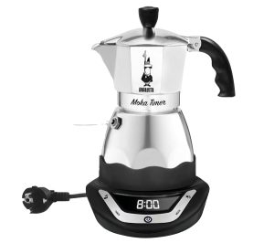 Электрическая гейзерная кофеварка Bialetti Moka Timer на 3 порции, металлик