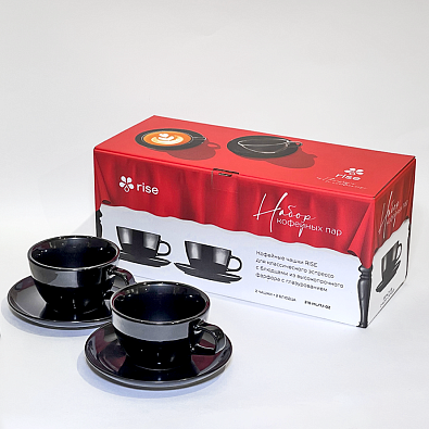 Набор 2 кофейные пары RISE 210 мл черные