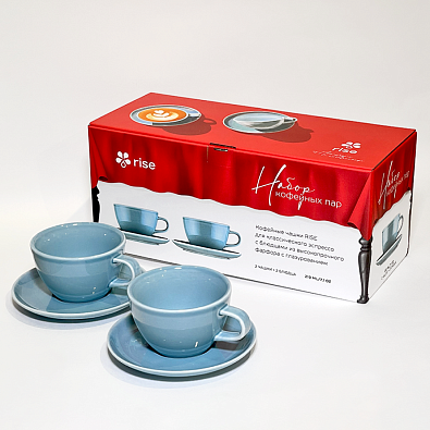 Набор 2 кофейные пары RISE 210 мл голубые
