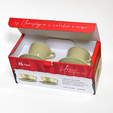 Набор 2 кофейные пары RISE 210 мл фисташковые