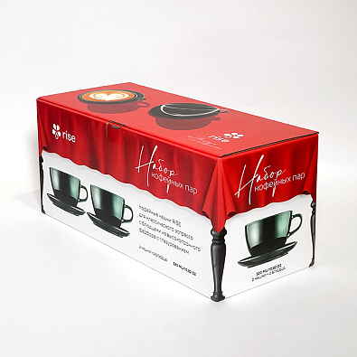 Набор 2 кофейные пары RISE 320 мл тёмно-зелёные