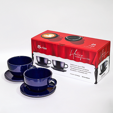 Набор 2 кофейные пары RISE 320 мл кобальтово-синие