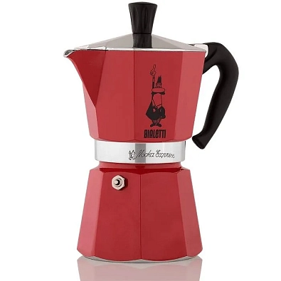 Гейзерная кофеварка Bialetti Moka Express на 6 чашек, красная