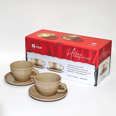 Набор 2 кофейные пары RISE 210 мл золотисто-коричневые