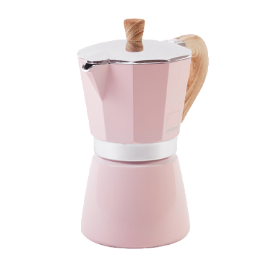 Гейзерная кофеварка Gnali&Zani VENEZIA розовая на 6п, для индукции