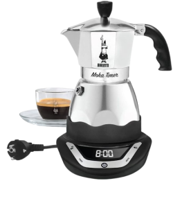 Гейзерная кофеварка Bialetti Moka Timer, 3 чашки, металлик
