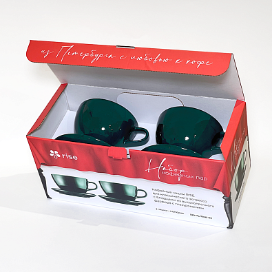 Набор 2 кофейные пары RISE 320 мл тёмно-зелёные