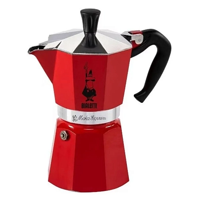 Гейзерная кофеварка Bialetti Moka Express на 6 чашек, красная