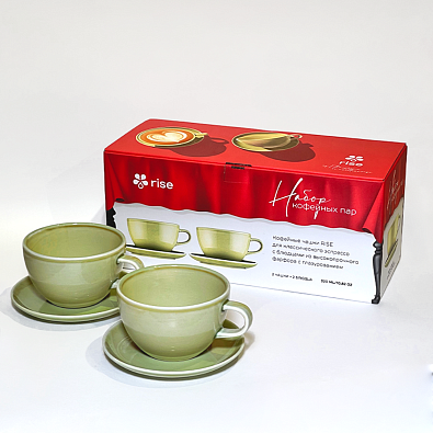 Набор 2 кофейные пары RISE 320 мл фисташковые