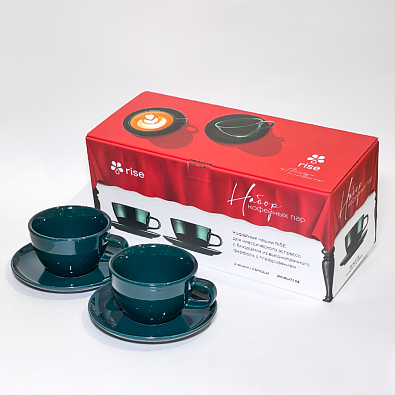 Набор 2 кофейные пары RISE 210 мл тёмно-зелёные