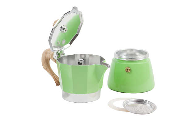 Гейзерная кофеварка Gnali&Zani VENEZIA ярко-зеленый на 3п, для индукции