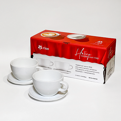 Набор 2 кофейные пары RISE 320 мл белые